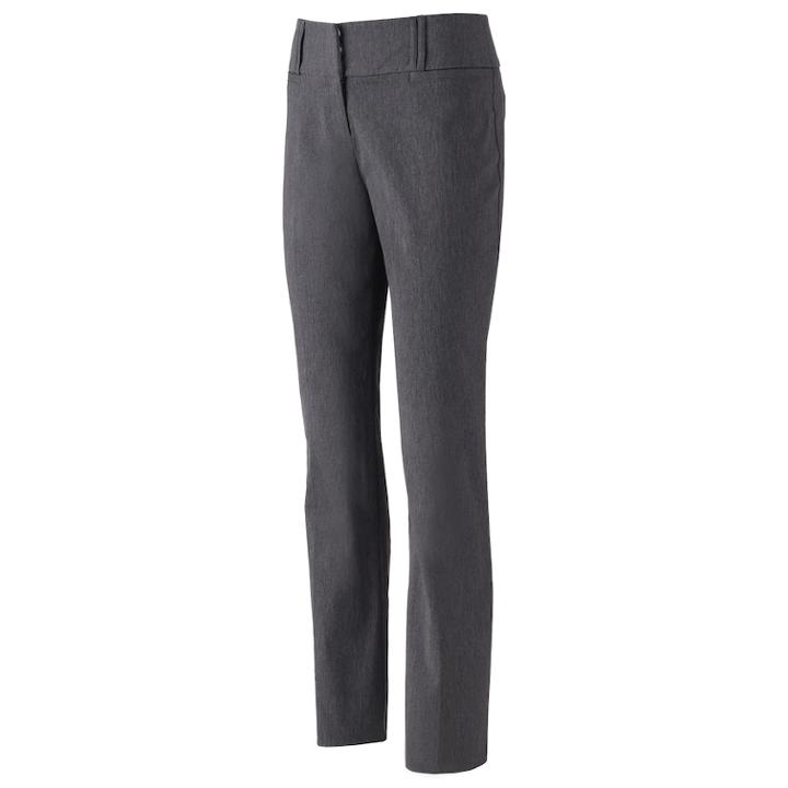 Women's Studio 253 Wide Waistband Bootcut Dress Pants, Size: 14, Grey (charcoal)