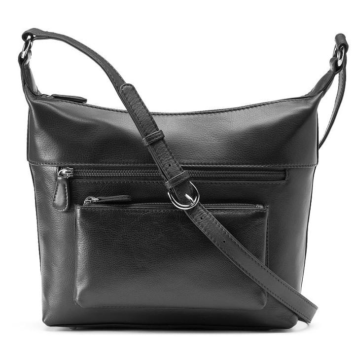 Ili Leather Front Pocket Crossbody Bag, Women's, Black