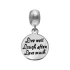 Individuality Beads Sterling Silver Live Well Laugh Often Love Much Charm, Women's