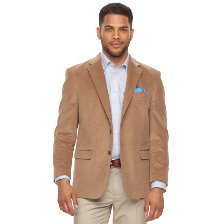 Men's Chaps Slim-fit Corduroy Stretch Sport Coat, Size: 40 Short, Beige Oth