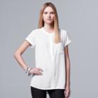 Petite Simply Vera Vera Wang Essential Popover Top, Women's, Size: Xl Petite, White