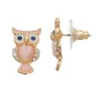 Lc Lauren Conrad Pink Owl Nickel Free Stud Earrings, Women's