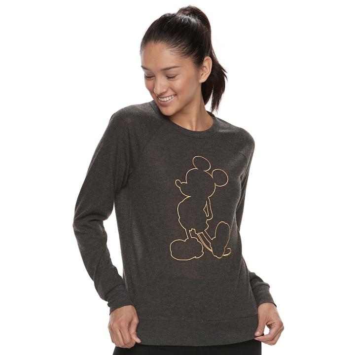 Disney's Mickey Mouse Juniors' Silhouette Sweatshirt, Teens, Size: Medium, Grey (charcoal)