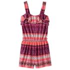 Girls 7-16 & Plus Size Mudd&reg; Ruffle Flounce Patterned Romper, Girl's, Size: 18 1/2, White Oth