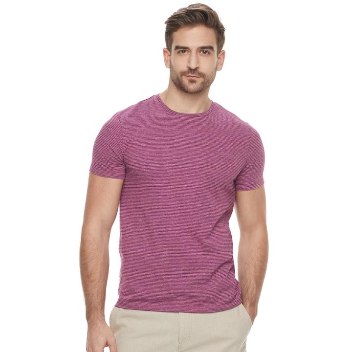 Men's Marc Anthony Slim-fit Striped Stretch Crewneck Tee, Size: Small, Purple