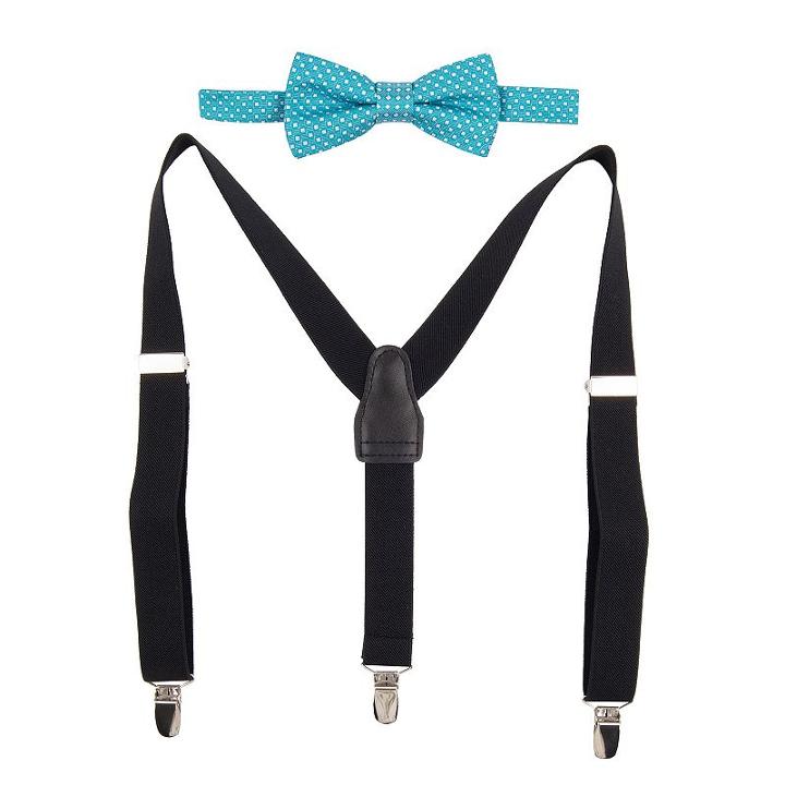 Boys Chaps 2-piece Dot Suspenders & Bow Tie Set, Boy's, Turquoise/blue (turq/aqua)