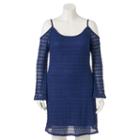 Juniors' Plus Size Wrapper Crochet Off The Shoulder Dress, Girl's, Size: 2xl, Blue (navy)