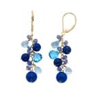 Gemstone 14k Gold Cluster Drop Earrings, Women's, Blue