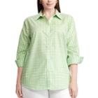 Plus Size Chaps Striped No-iron Broadcloth Shirt, Women's, Size: 2xl, Green