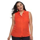 Plus Size Apt. 9&reg; Button-front Tank, Women's, Size: 2xl, Drk Orange