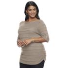 Plus Size Apt. 9&reg; Shadow-stripe Ruched Sweater, Women's, Size: 4xl, Purple Oth