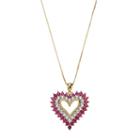 14k Gold Over Silver Lab-created Ruby & White Sapphire Heart Pendant, Women's, Size: 18, Red