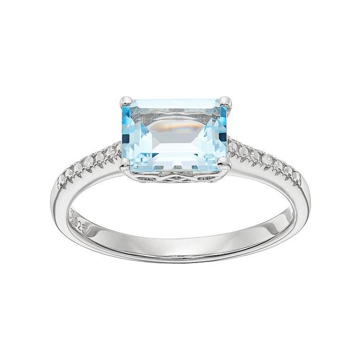 Sterling Silver Sky Blue Topaz & Diamond Accent Ring, Women's, Size: 6