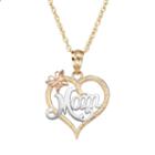 10k Gold Tri-tone Openwork Heart Mom Pendant Necklace, Women's, Size: 18