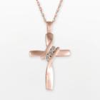 10k Rose Gold Diamond Accent Cross Pendant, Women's, Size: 18, White