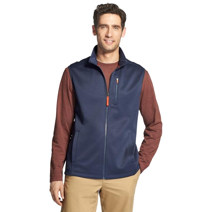 Men's Izod Spectator Sportflex Stretch Fleece Vest, Size: Small, Dark Blue