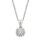 1/10 Carat T.w. Diamond 10k White Gold Halo Pendant Necklace, Women's