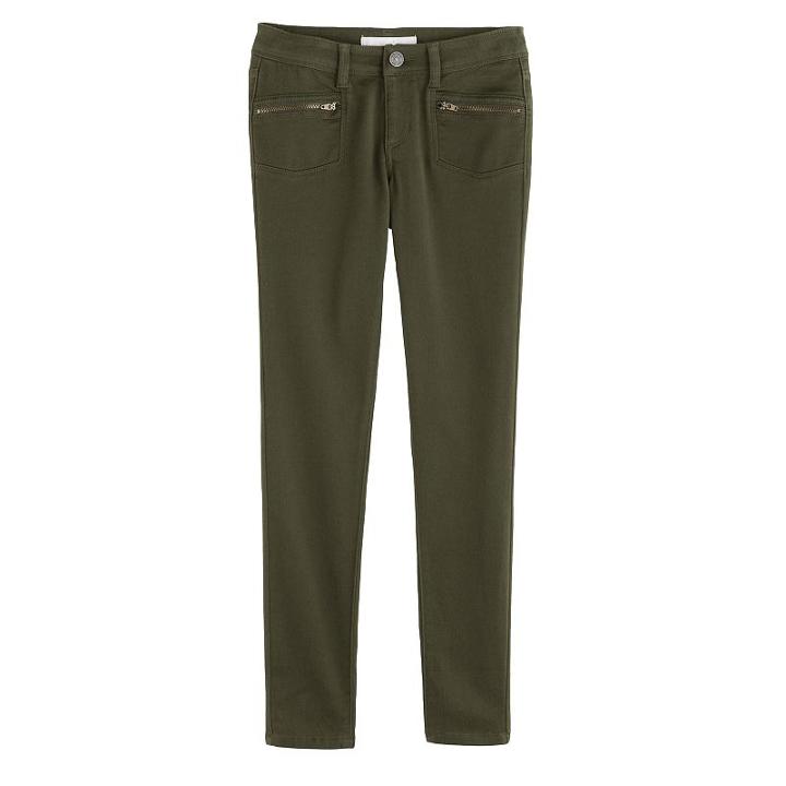 Girls 7-16 & Plus Size Mudd&reg; Zipper Porkchop Pocket Jeggings, Size: 12, Med Green