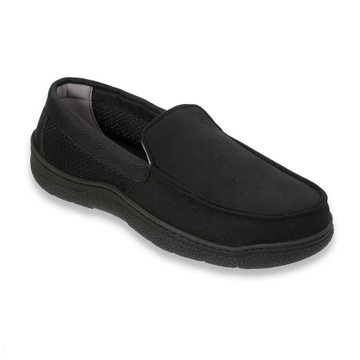 Dearfoams Men's Mesh Moccasin Slippers, Size: Small, Black