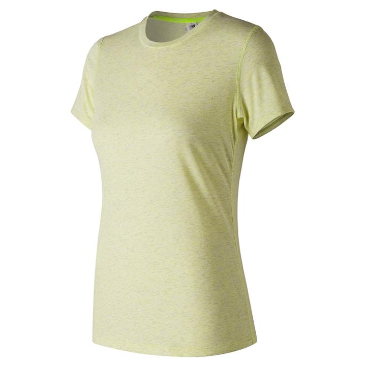 Women's New Balance Heather Tech Short Sleeve Tee, Size: Medium, Lt Yellow