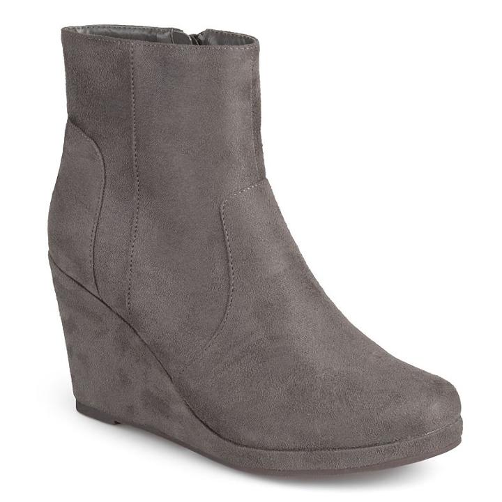 Journee Collection Koala Women's Faux Suede Wedge Booties, Girl's, Size: 9, Grey
