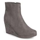 Journee Collection Koala Women's Faux Suede Wedge Booties, Girl's, Size: 9, Grey