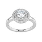 Diamonluxe Simulated Diamond Tiered Halo Engagement Ring In Sterling Silver (1 1/4 Carat T.w.), Women's, Size: 5, White