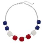 Red, White & Blue Square Necklace, Women's, Multicolor