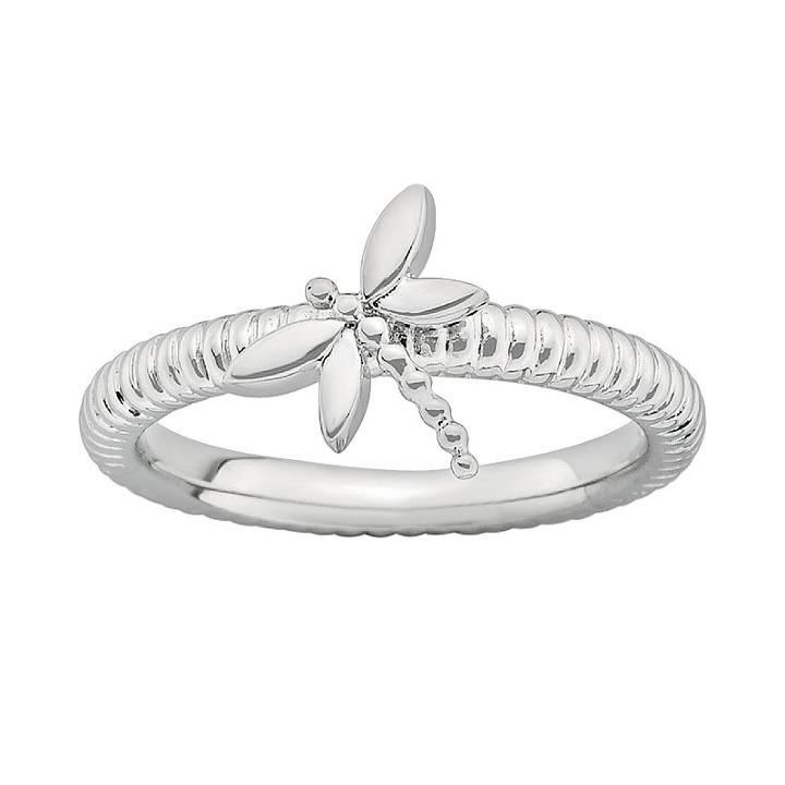 Stacks And Stones Sterling Silver Dragonfly Stack Ring, Women's, Size: 5, Grey