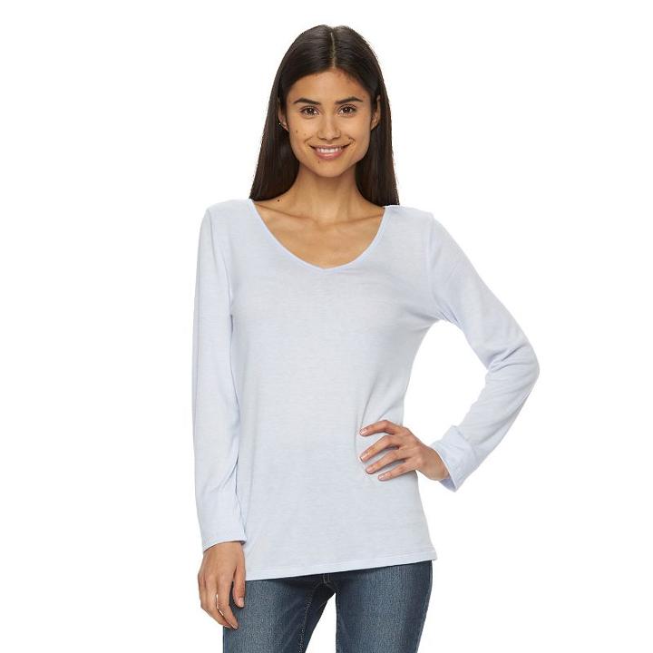 Juniors' So&reg; Perfectly Soft Vented V-neck Tee, Girl's, Size: Small, Med Blue