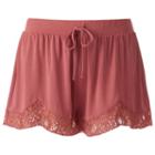 Juniors' Mudd&reg; Lace Hem Shortie Shorts, Teens, Size: Small, Brt Pink