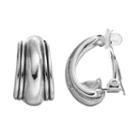 Dana Buchman Clip On J Hoop Earrings, Women's, Silver