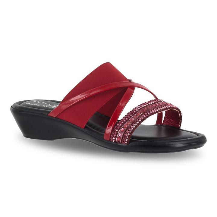 Tuscany By Easy Street Velino Women's Wedge Sandals, Size: 5.5 Med, Brt Red