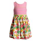 Girls 4-6x Youngland Tropical Print Knit Woven Dress, Size: 6, Pink Ovrfl