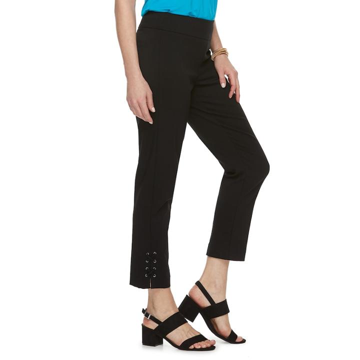 Women's Dana Buchman Lace-up Pull On Ankle Pants, Size: Xl, Black