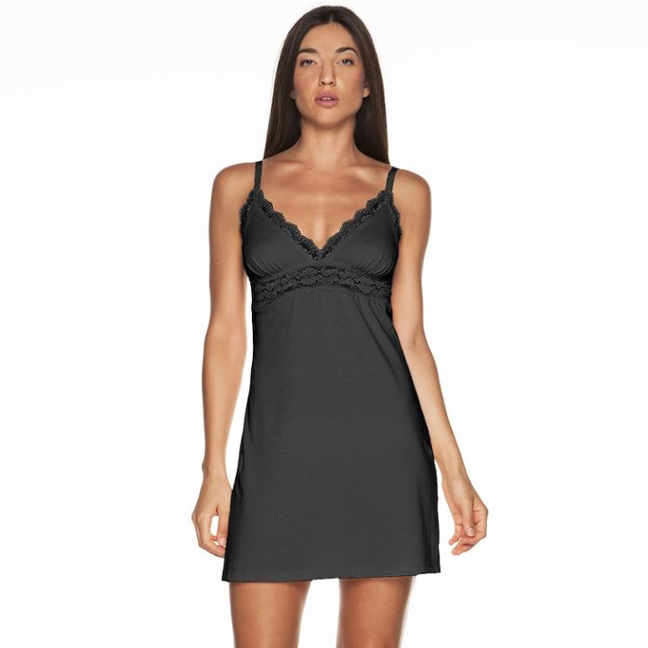 Women's Cosabella Amore Love Lace-trim Babydoll Chemise, Size: Large, Black