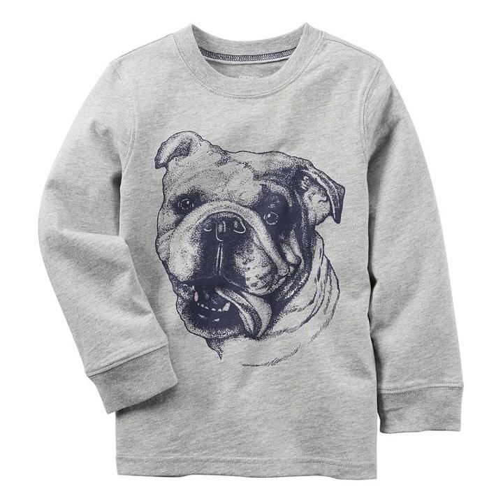 Boys 4-8 Carter's Long Sleeve Bulldog Graphic Tee, Boy's, Size: 7, Light Grey