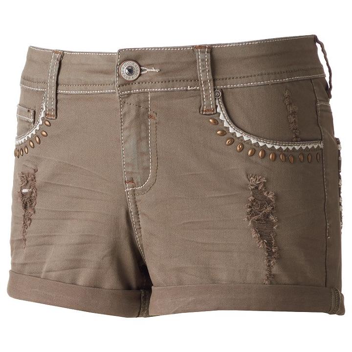 Juniors' Hydraulic Lola Ripped Shortie Shorts, Teens, Size: 9, Green