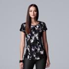 Women's Simply Vera Vera Wang Print Flocked Tee, Size: Small, Drk Purple