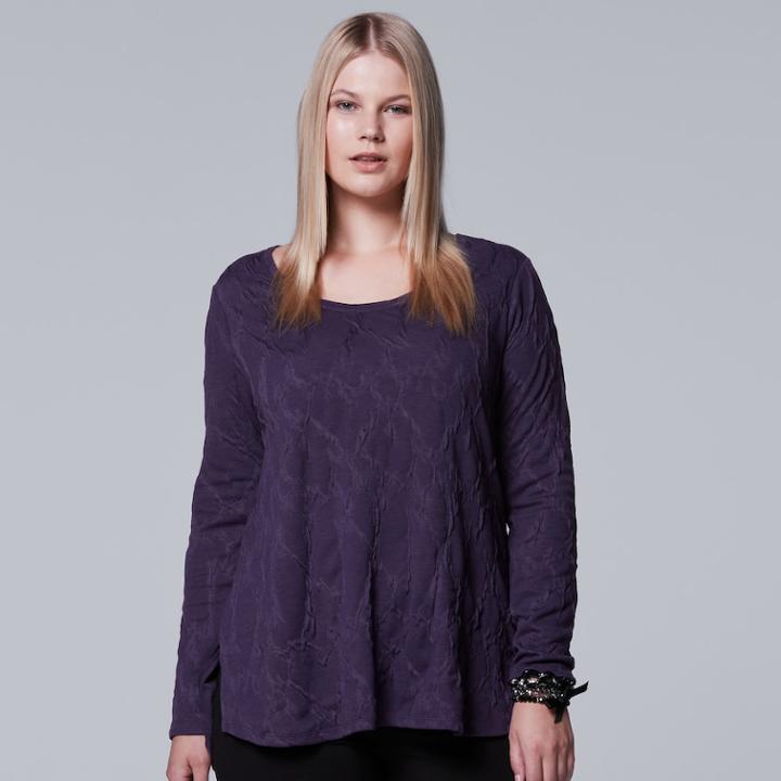 Plus Size Simply Vera Vera Wang Textured Top, Women's, Size: 2xl, Purple