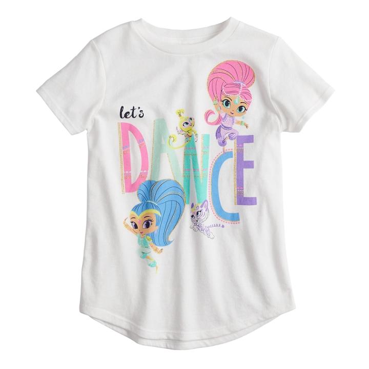 Girls' 4-10 Jumping Beans&reg; Shimmer & Shine Let's Dance Glittery Graphic Tee, Size: 4, White