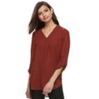 Women's Apt. 9&reg; Roll-tab Chiffon Tunic Top, Size: Xl, Dark Red