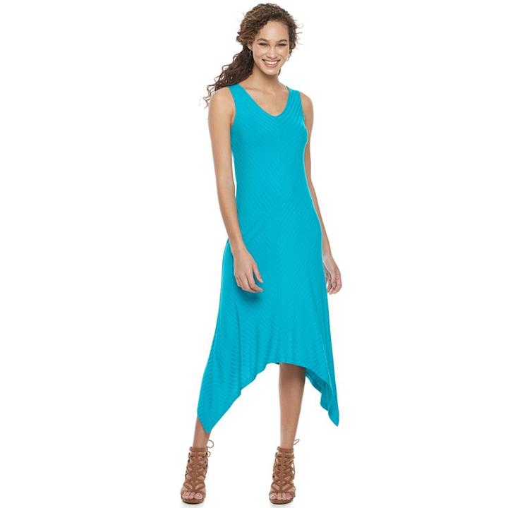 Women's Apt. 9&reg; Sharkbite-hem Midi Dress, Size: Xs, Turquoise/blue (turq/aqua)