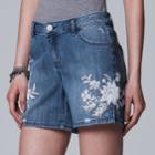 Women's Simply Vera Vera Wang Side Slit Jean Shorts, Size: 10, Turquoise/blue (turq/aqua)
