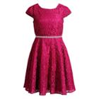 Girls 7-16 Emily West Crocheted Glitter Rhinestone Waist Dress, Size: 12, Dark Red