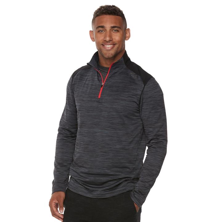 Men's Fila Sport&reg; Thermal Quarter-zip Top, Size: Large, Black