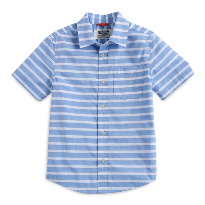 Boys 8-20 Urban Pipeline&reg; Max Wear Yard-dyed Button-front Shirt, Size: Medium, Blue (navy)