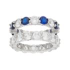 Sterling Silver Lab-created Sapphire & Cubic Zirconia Stack Ring Set, Women's, Size: 9, Blue