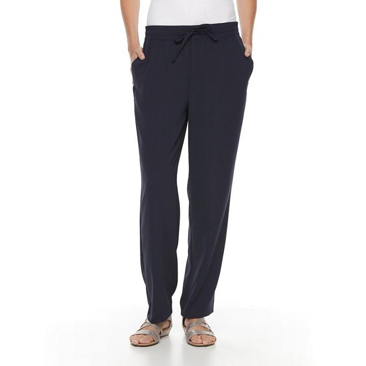 Women's Croft & Barrow&reg; Crepe Soft Pants, Size: S Short, Blue (navy)