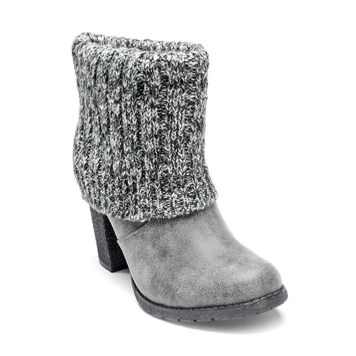 Muk Luks Chris Women's Sweater Cuff Ankle Boots, Girl's, Size: 7, Grey